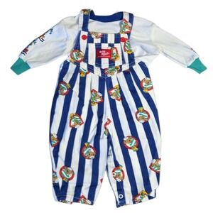 Vintage Oshkosh Baby B'Gosh 2pc Shirt and Overall Set 6-9 Months Nautical